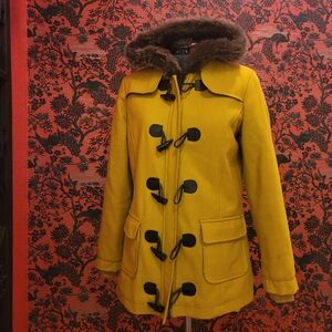 Forever Twenty One Mustard Yellow Pea Coat